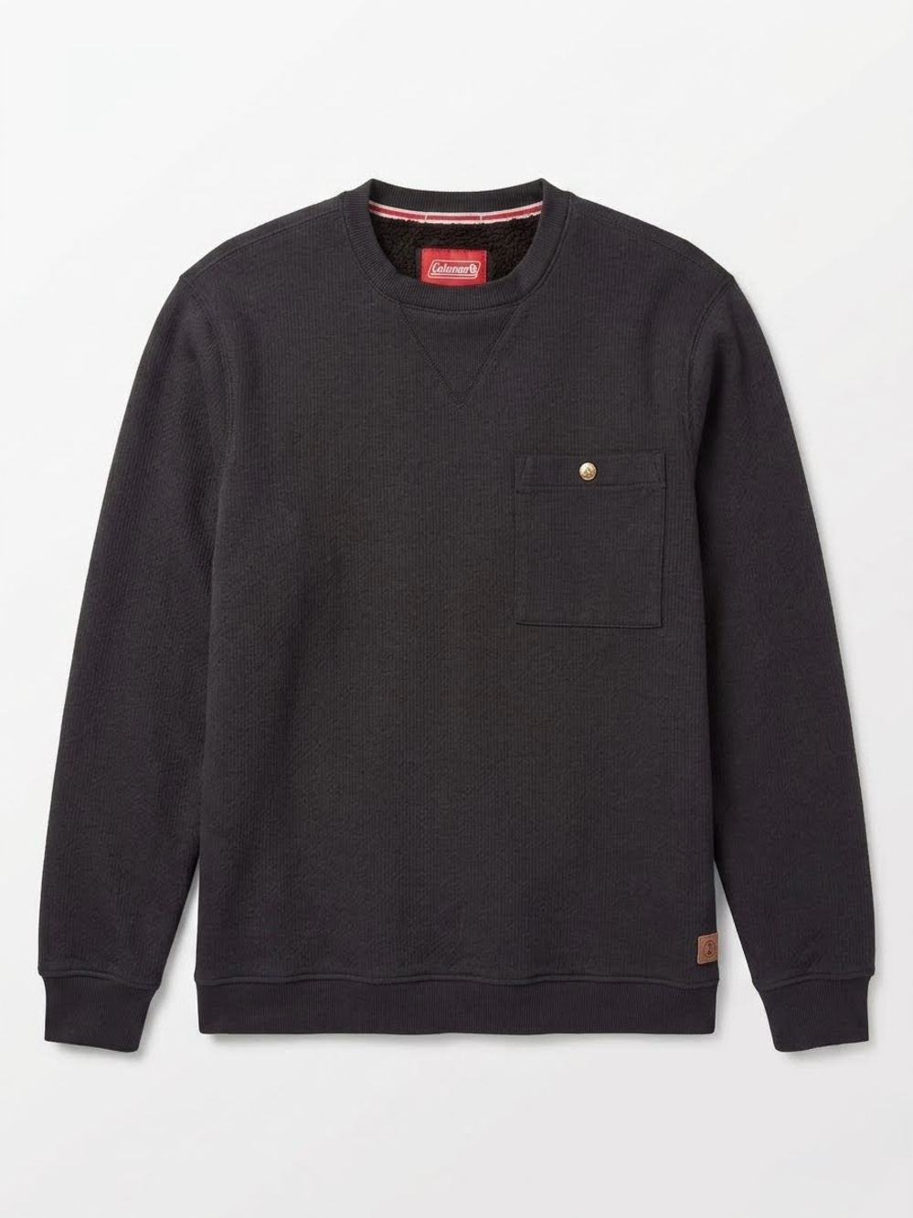 Coleman Black Sherpa Thermal Sweatshirt M Waffle Knit Pullover Gorpcore Cozy